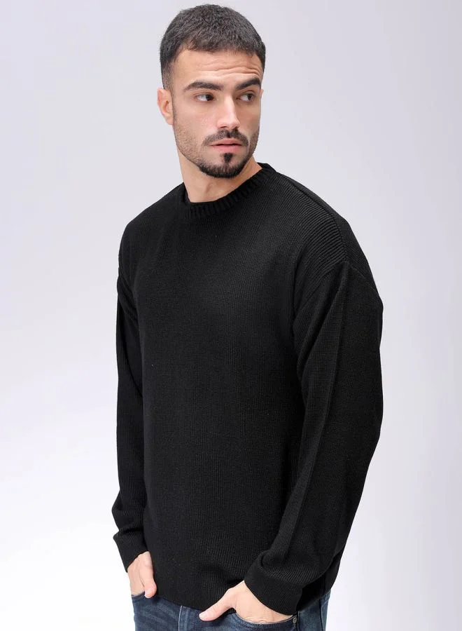 The Indian Garage Co Men Oversized Solid Crew Neck Sweater
