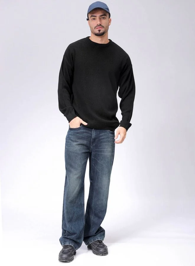 The Indian Garage Co Men Oversized Solid Crew Neck Sweater