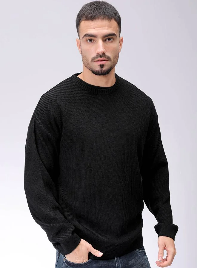 The Indian Garage Co Men Oversized Solid Crew Neck Sweater