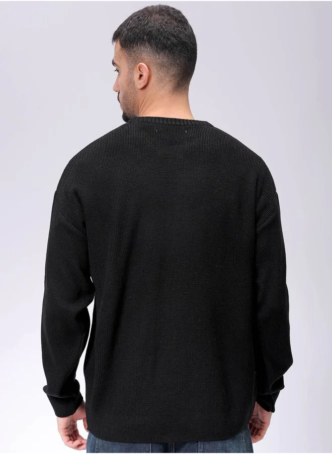 The Indian Garage Co Men Oversized Solid Crew Neck Sweater