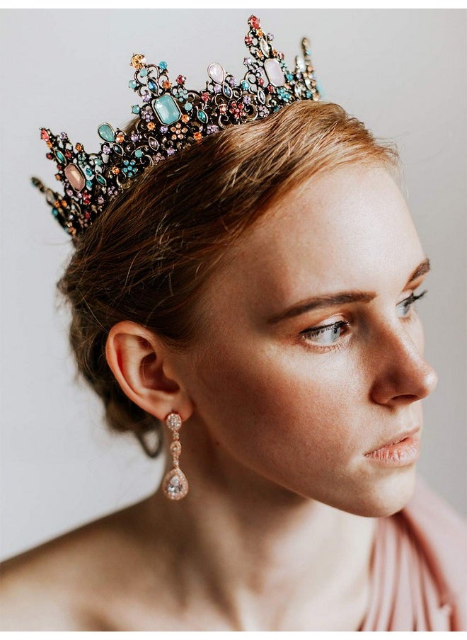 SWEETV SWEETV Jeweled Baroque Queen Crown - Rhinestone Wedding Crowns and Tiaras for Women, Costume Party Hair Accessories with Gemstones,Victoria  - Image 3