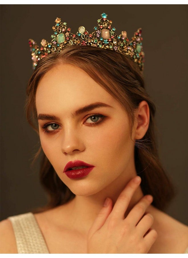 SWEETV SWEETV Jeweled Baroque Queen Crown - Rhinestone Wedding Crowns and Tiaras for Women, Costume Party Hair Accessories with Gemstones,Victoria  - Image 2