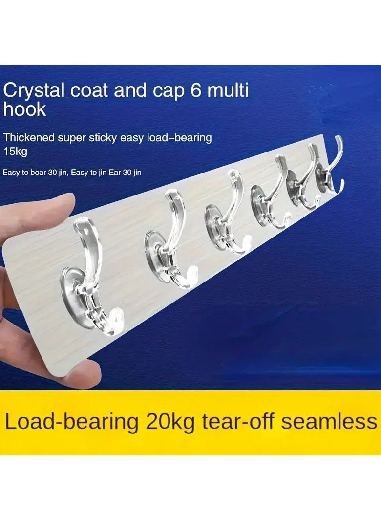 Goolsky Six-Row Hooks Can Be Used Behind The Doors of Bathrooms, Kitchens And Living Rooms. Multi-Purpose Punch-Free Hooks Are Easy to Install And Can Be Glued with Strong Load-Bearing Capacity. Utility Hooks - Image 1