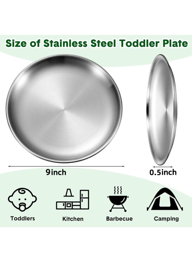 مجموعة 6 قطع | صحن من الفولاذ المقاوم للصدأ 304 | طبق دائري للفاكهة، الشواء، وللحفلات | آمن لغسالة الصحون ومقاوم للصدأ، ملحقات تقديم الطعام - Image 2