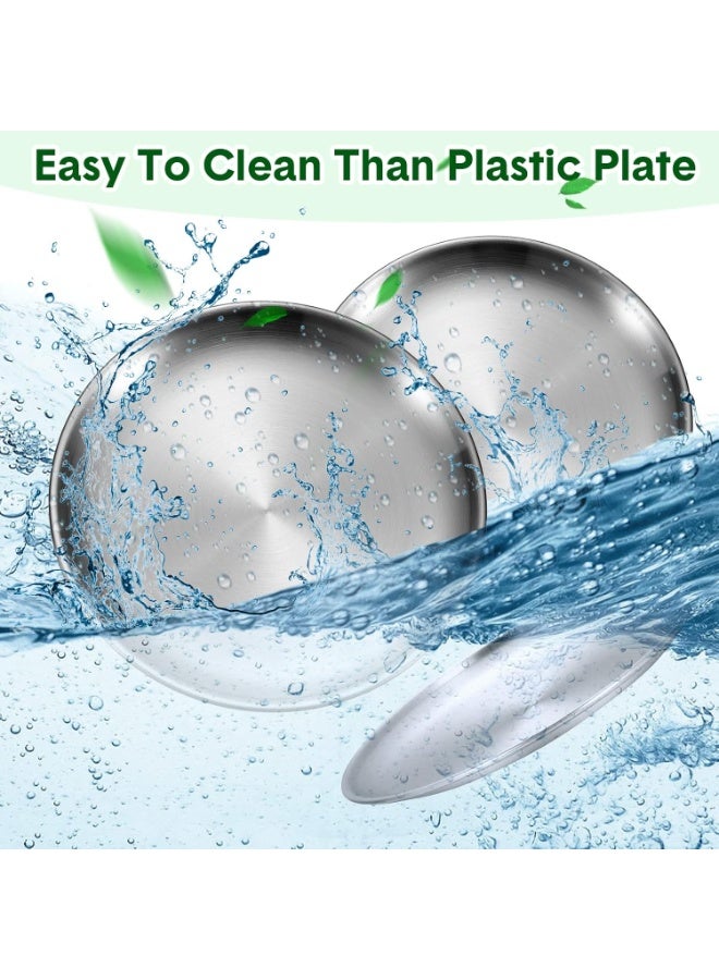 مجموعة 6 قطع | صحن من الفولاذ المقاوم للصدأ 304 | طبق دائري للفاكهة، الشواء، وللحفلات | آمن لغسالة الصحون ومقاوم للصدأ، ملحقات تقديم الطعام - Image 3