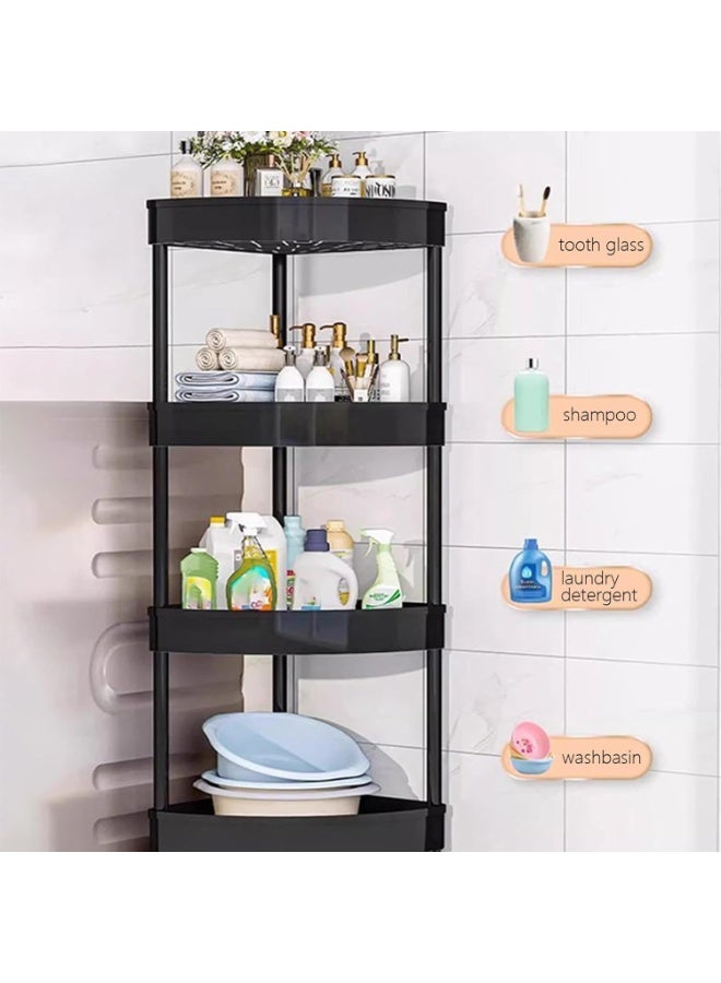 FAYET 4-Tier Corner Rolling Shower Caddy, Freestanding Rustproof ABS Storage Rack with Wheels, Drainable Shelves for Bathroom, Kitchen, Laundry Room - Image 4