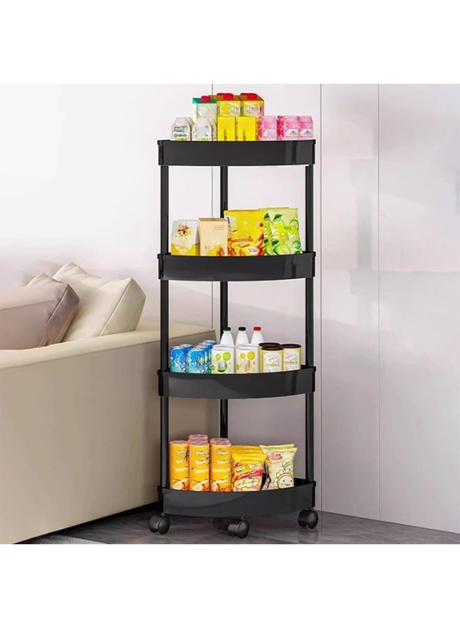 FAYET 4-Tier Corner Rolling Shower Caddy, Freestanding Rustproof ABS Storage Rack with Wheels, Drainable Shelves for Bathroom, Kitchen, Laundry Room - Image 5