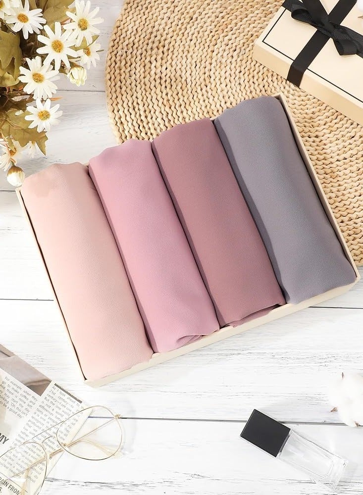 طرحة شيفون ناعمة جداً – طقم 4 ألوان أنيقة | خفيفة الوزن وقابلة للتنفس للاستخدام اليومي والمناسبات - Image 2