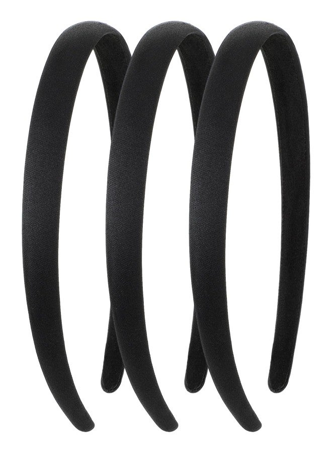 Dimeho 3 Pcs Satin Hairbands Solid Wide Padding Headband No Teeth Thick Simple Hair Hoop Motique Hair Styling Accessories Seamless Lightweight Hair Accessories for Teen Girls Women - Image 1