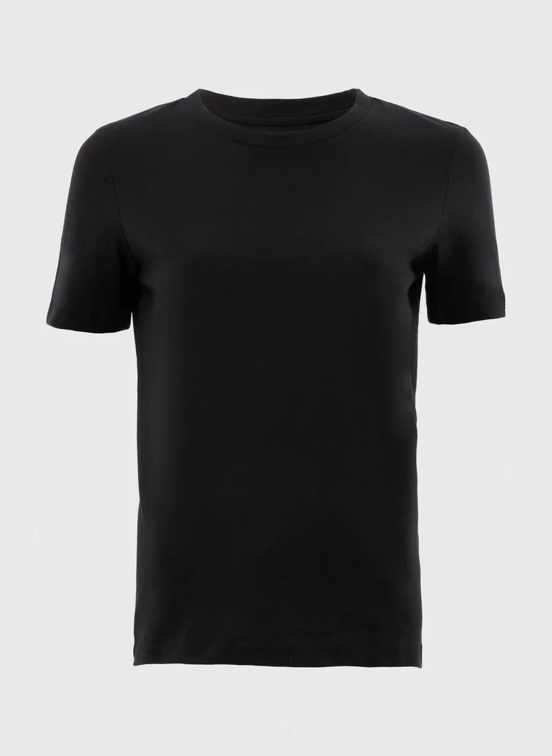 Matalan Black Black Crew Neck T-shirt for Women | Best Price UAE