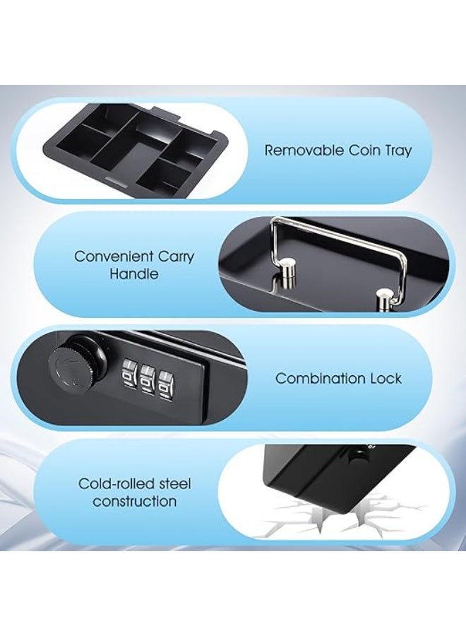 KYODOLED صندوق نقود معدني بقفل تركيبي وصندوق أمان مع درج للنقود - Image 3