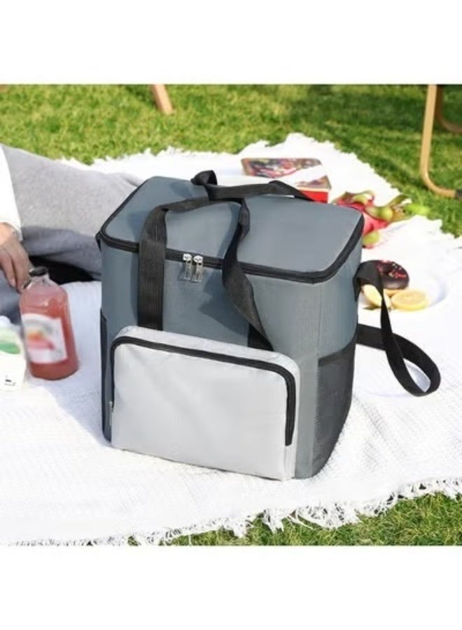 Multipurpose Large Insulated Lunch Box Bag – Leak-Proof Thermal Food Cooler with Multiple Compartments and Adjustable Strap for Work, School, Camping & Travel – 29.5 × 19.5 × 29.5 cm - Image 2