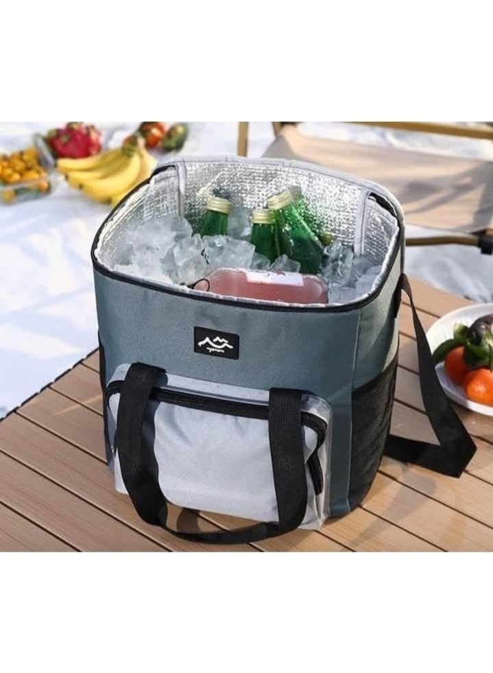 Multipurpose Large Insulated Lunch Box Bag – Leak-Proof Thermal Food Cooler with Multiple Compartments and Adjustable Strap for Work, School, Camping & Travel – 29.5 × 19.5 × 29.5 cm - Image 3
