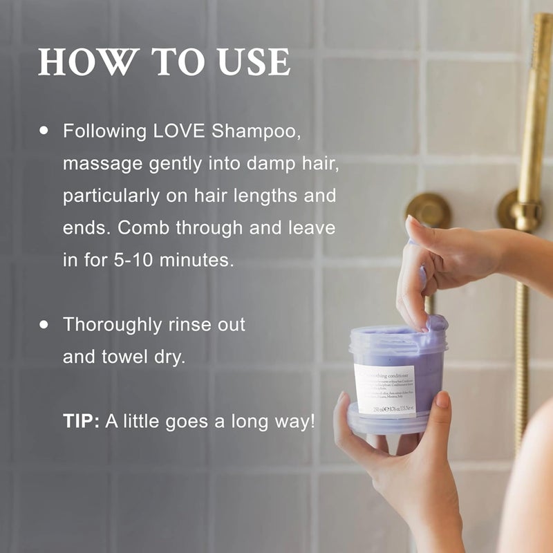 Davines LOVE Smoothing Conditioner, Taming Anti-Frizz Hydrating Action for Wavy, Unruly, Coarse Hair - Gives Controlled, Combable, Shiny, Sleek & Smooth Look, Travel Size, 2.54 Fl Oz - Image 3