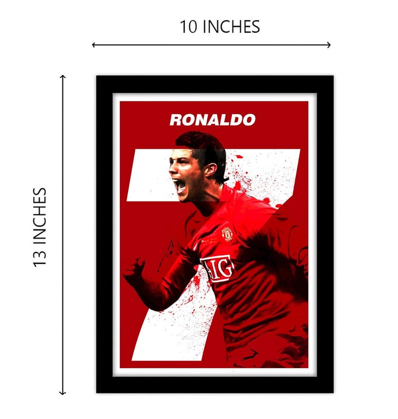 gray wall Man Utd Cristiano Ronaldo CR7 Framed Poster multicolour Print 10inch x 13inch For Room Office Wall - Image 5