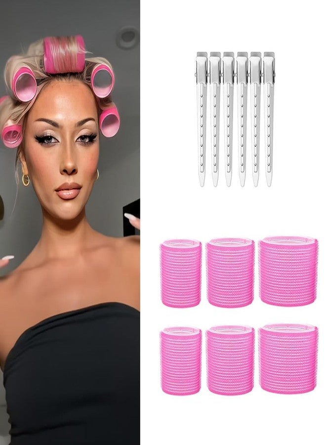 بلوشيا مجموعة بكرات الشعر ذاتية التثبيت من BLUSHIA، 12 قطعة، تتضمن 6 بكرات شعر بثلاثة أحجام (2 كبيرة، 2 متوسطة، 2 صغيرة) و6 مشابك شعر للشعر الطويل، المتوسط، القصير، الكثيف، والناعم. - Image 1