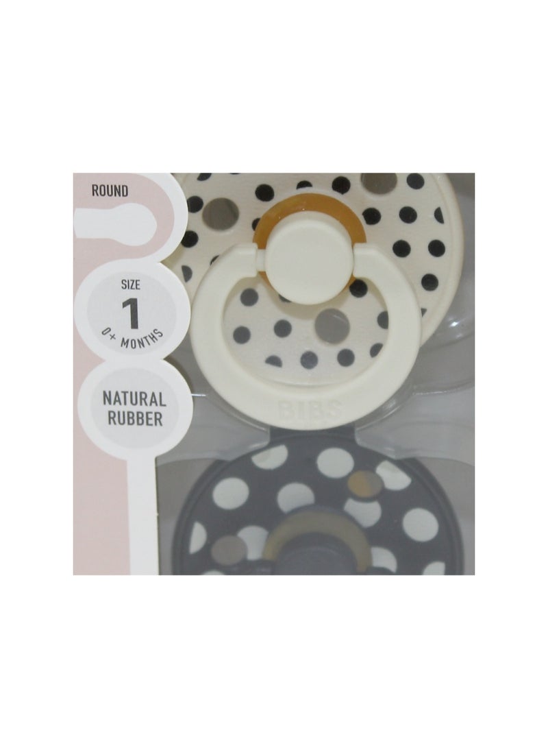 BIBS Pacifier Studio Colour 2 Pack – Polka Latex Size 1 Ivory/Black - Image 3