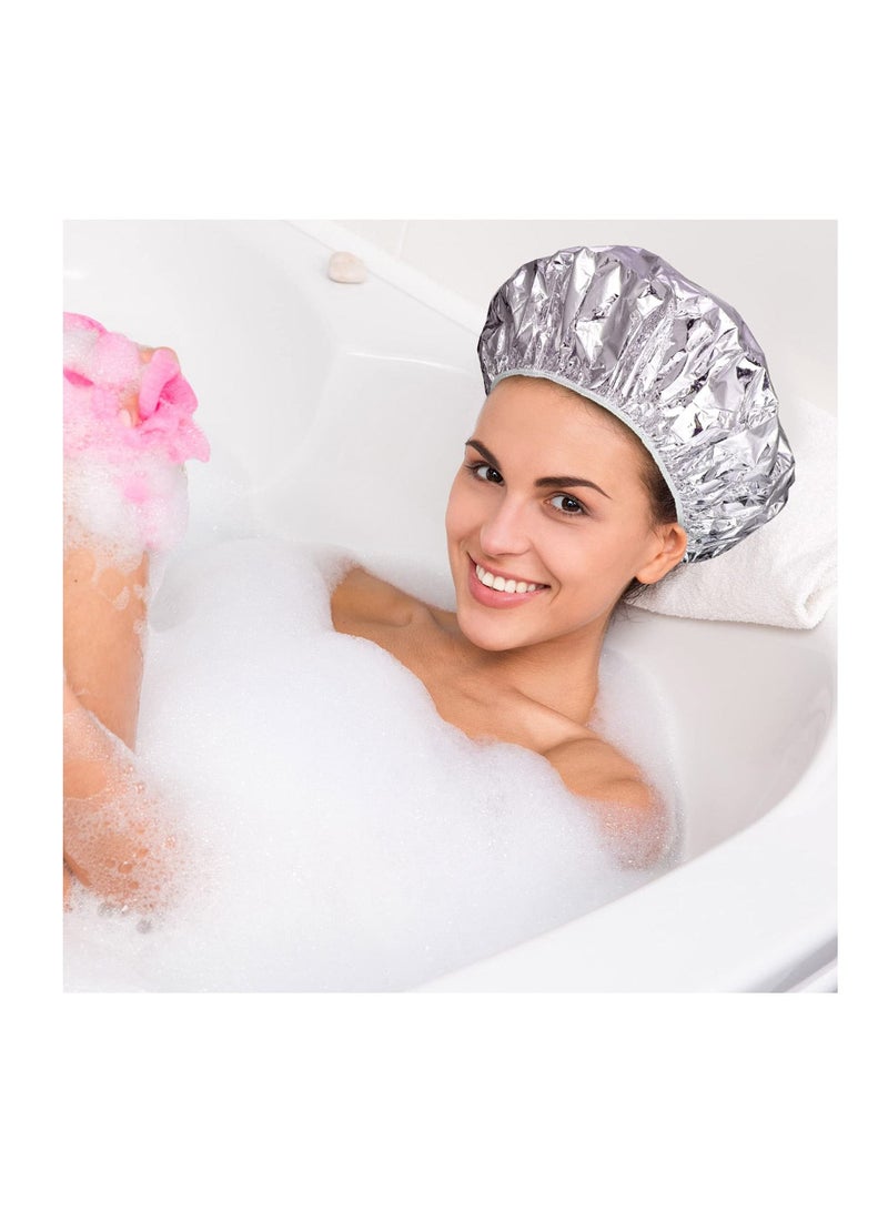 12 Pieces Deep Conditioning Caps Aluminum Foil Reusable Hair Processing Caps Hair Coloring Shower Caps for Home Salon Use, Each Cap Measures 12 Inches(Golden, Silvery) - Image 4