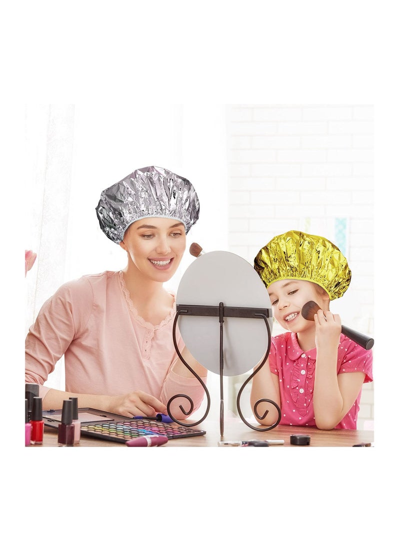 12 Pieces Deep Conditioning Caps Aluminum Foil Reusable Hair Processing Caps Hair Coloring Shower Caps for Home Salon Use, Each Cap Measures 12 Inches(Golden, Silvery) - Image 5