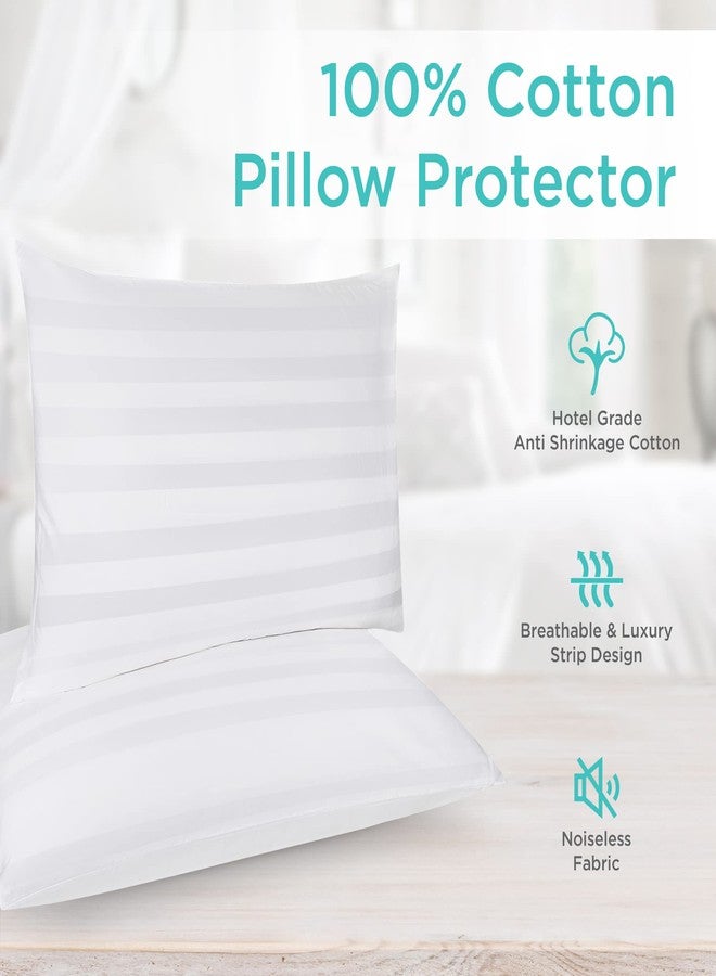 Continental Bedding Damask Zippered Pillow Protector - Set of 2 Pillow Cover King Size 20"x36", Cotton Pillow Protector - 300 Thread Count Hypoallergenic Pillow Case, Breathable Pillow Encasement - Image 3