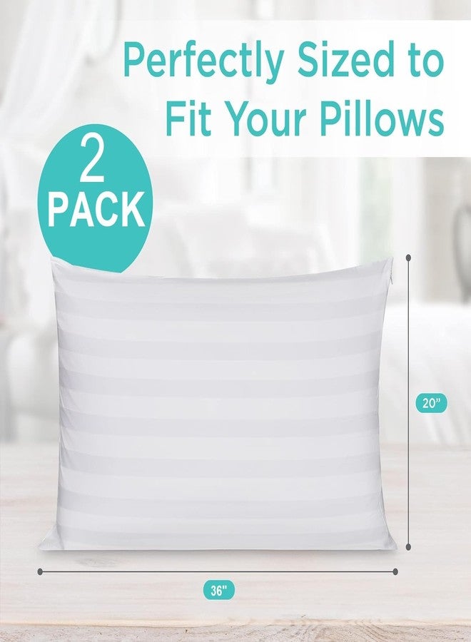 Continental Bedding Damask Zippered Pillow Protector - Set of 2 Pillow Cover King Size 20"x36", Cotton Pillow Protector - 300 Thread Count Hypoallergenic Pillow Case, Breathable Pillow Encasement - Image 2