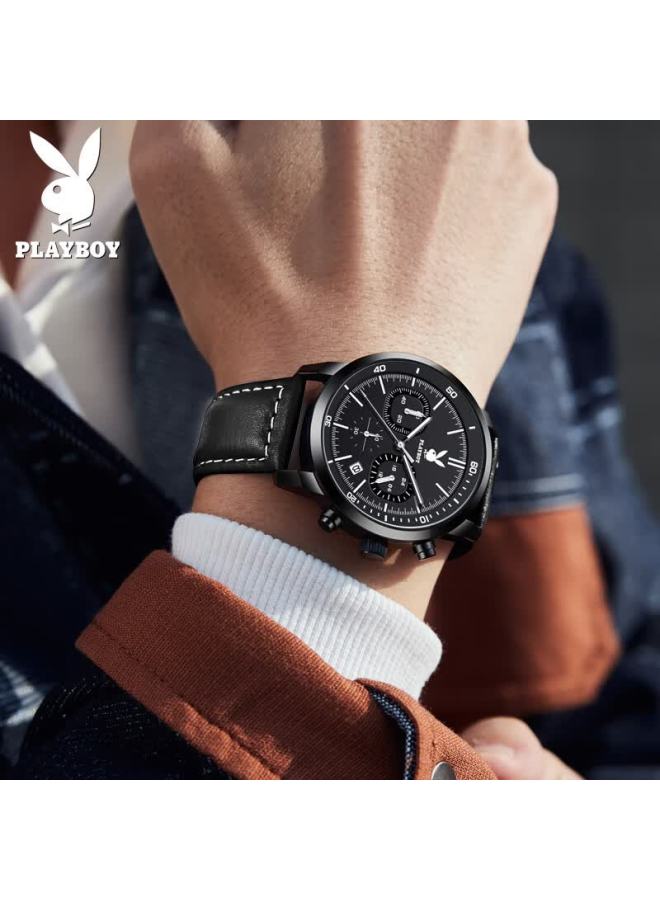 Playboy Men's Luminous Waterproof Quartz Watch Multifunction Dial Trendy Birthday Gift National Watch 3065 - Image 5