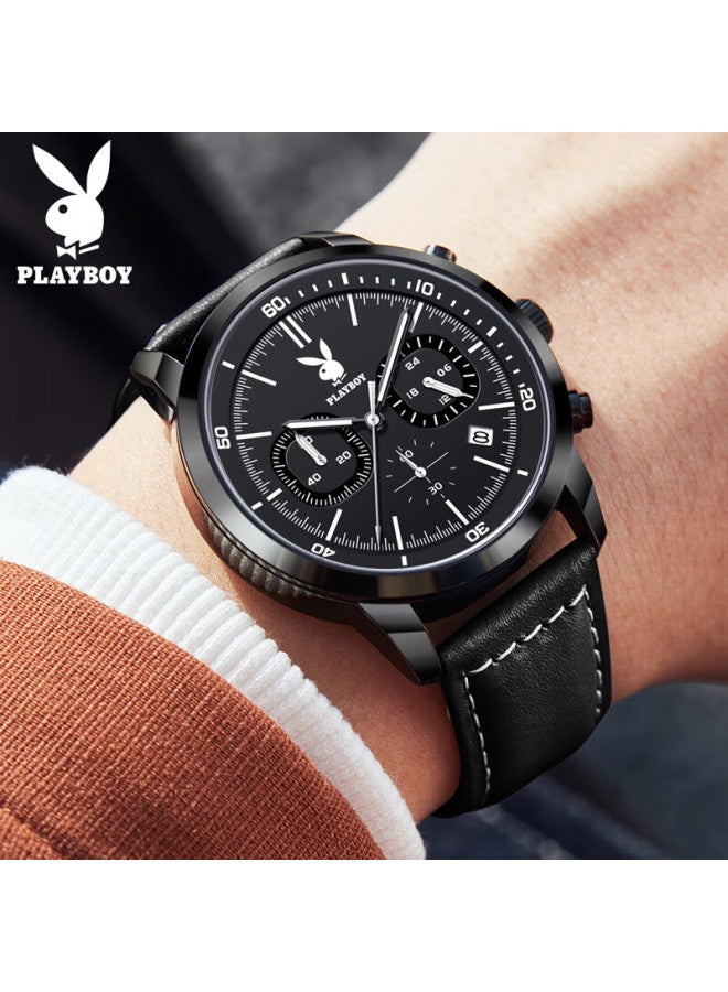 Playboy Men's Luminous Waterproof Quartz Watch Multifunction Dial Trendy Birthday Gift National Watch 3065 - Image 3