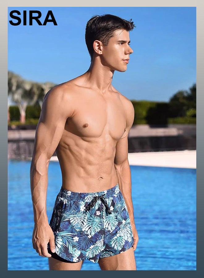 العربية سترة سباحة رجالية محتشمة - قميص سباحة سريع الجفاف UPF 50+ مع شورت سباحة بجيوب، طقم من قطعتين للسباحة والشاطئ والرياضات المائية - Image 2