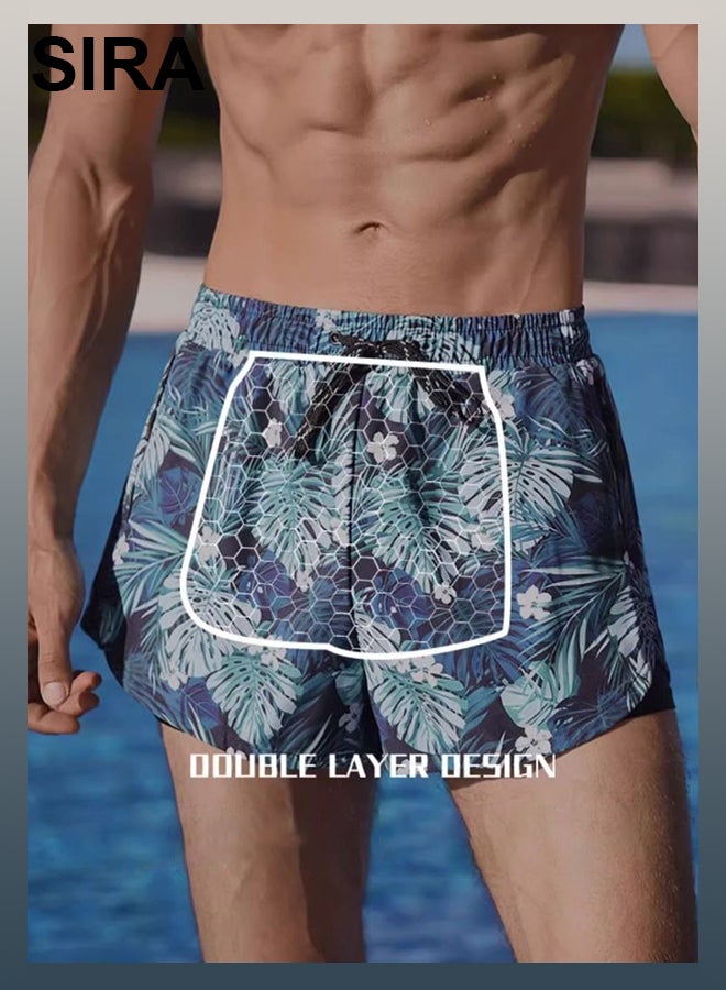 العربية سترة سباحة رجالية محتشمة - قميص سباحة سريع الجفاف UPF 50+ مع شورت سباحة بجيوب، طقم من قطعتين للسباحة والشاطئ والرياضات المائية - Image 4