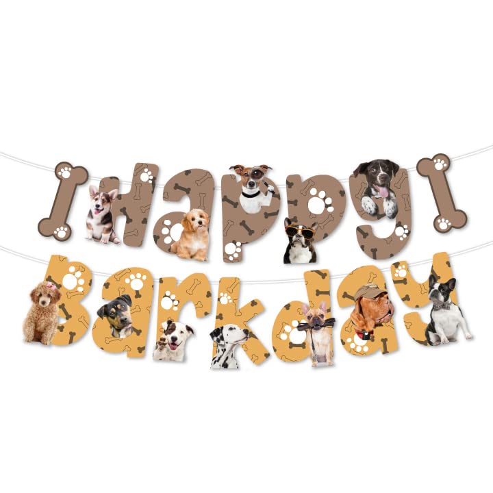 Festiko® 1 Pc Happy Barkday Banner With Ribbon For Dog's Birthday, Hanging Decoration Supplies For Dogs, Dog Birthday Supplies, Pet Birthday Decoration - Image 1