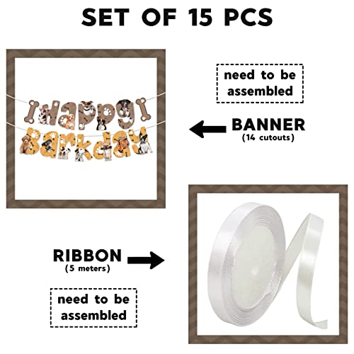 Festiko® 1 Pc Happy Barkday Banner With Ribbon For Dog's Birthday, Hanging Decoration Supplies For Dogs, Dog Birthday Supplies, Pet Birthday Decoration - Image 2