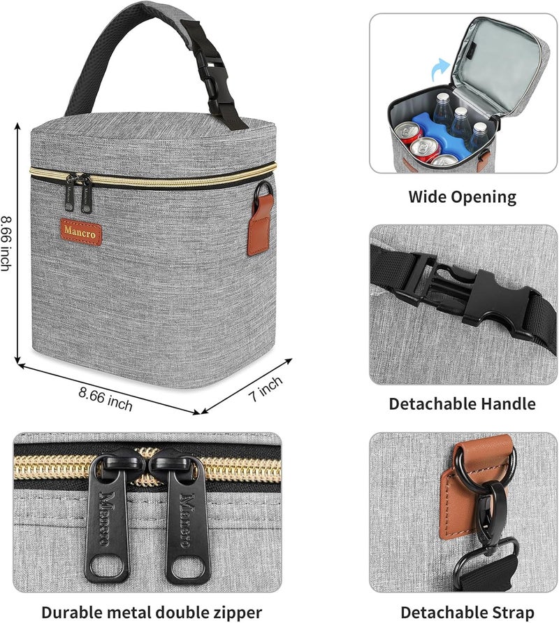 Mancro Baby Bottle Bag with Insulated Cooler, Fits 6 Baby Bottles Up to 9 Ounce with Ice Pack, Breastmilk Cooler Bag with Adjustable Shoulder Strap for Easy Carrying, Grey - Image 4