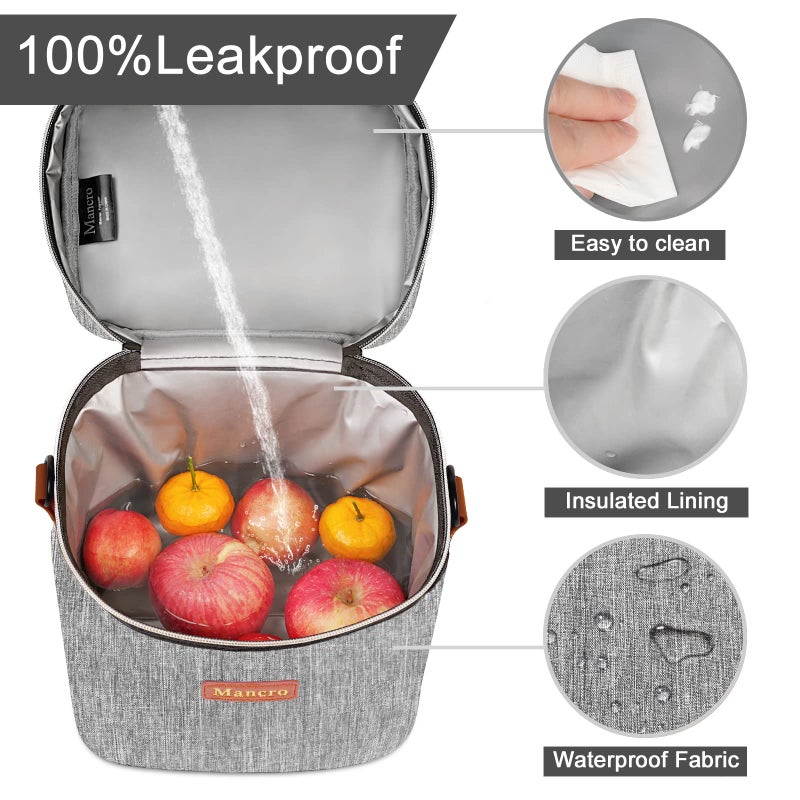 Mancro Baby Bottle Bag with Insulated Cooler, Fits 6 Baby Bottles Up to 9 Ounce with Ice Pack, Breastmilk Cooler Bag with Adjustable Shoulder Strap for Easy Carrying, Grey - Image 3