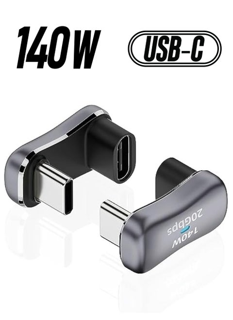 2 Pcs 180° USB C Adapter, 180 Degree Angle USB-C Male to USB-C Female 20Gbps PD 140W Adapter for Steam Deck,Switch,Laptop,Tablet,Phone and More Type C Devices