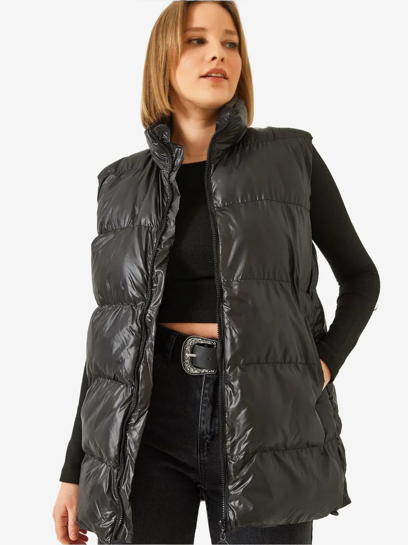 بيانكو لوتشي سترة بغطاء رأس من جلد لوكسي بسحاب