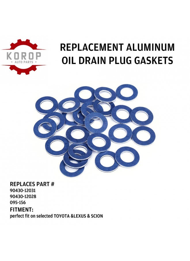 KOROP AUTO PARTS 90430-12031 (24Pcs) Aluminum Oil Drain Plug Gaskets Fits for Toyota Lexus Scion Crush Washer Seals Replaces# 9043012031  - Image 1