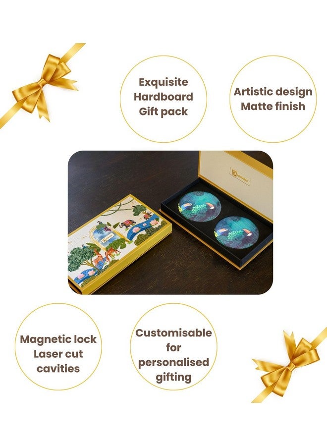 D'ORABLE Dorable Coasters - Marble Round Tea Coaster for Dinning Table. Perfect for Valentine's Gifting. Set of 2. Birds of Feather Design in Attractive Box. - Image 5