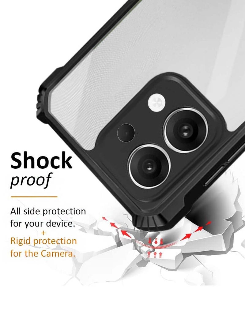 Wtech Oppo Reno13 5G 2024 Hybrid TPU Silicone with Raised Armour Bumpers Slim Case Cover - Black  - Image 4
