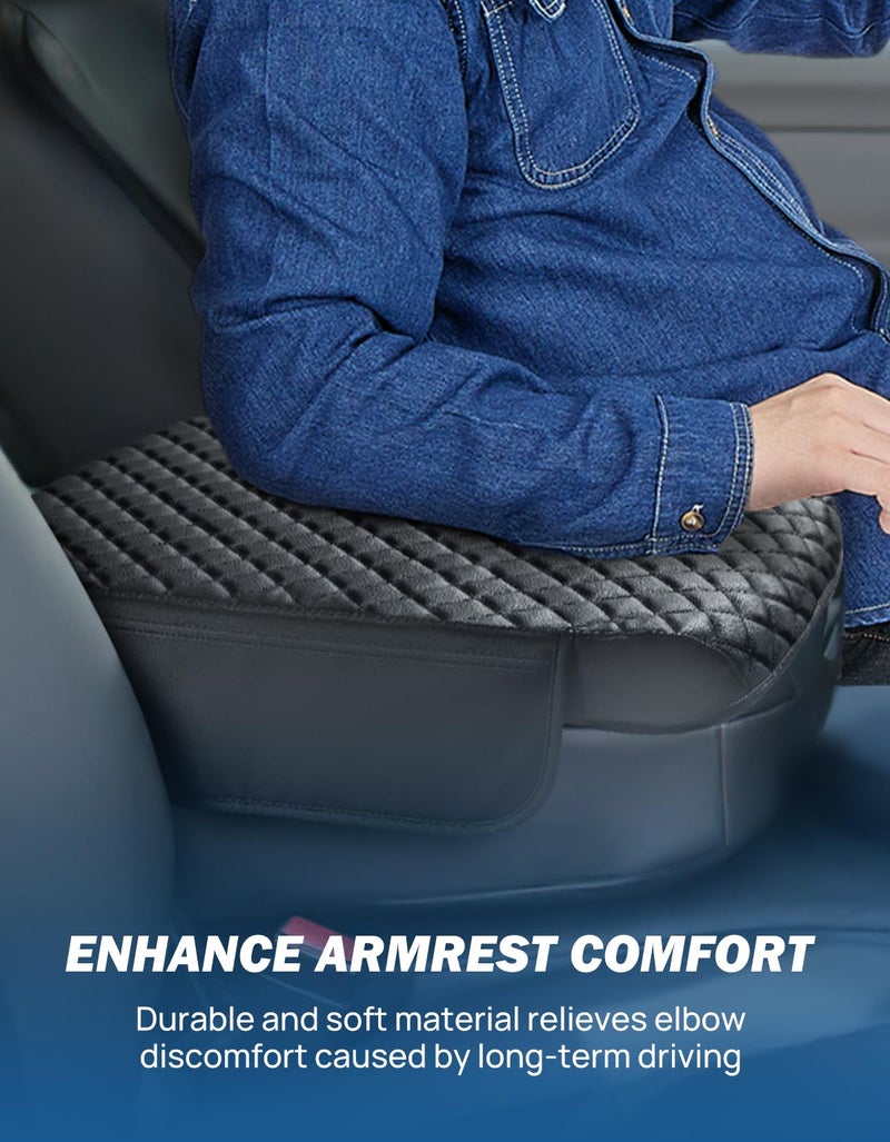 JOYTUTUS Center Console Cover Compatible with 2002-2012 Ram 1500 2500 3500 Jump Seat Console, Leather Arm Rest Armrest Cover for Car, Middle Console Cover Car Arm Rest Cover Replacement, with 2 Pocket - Image 4