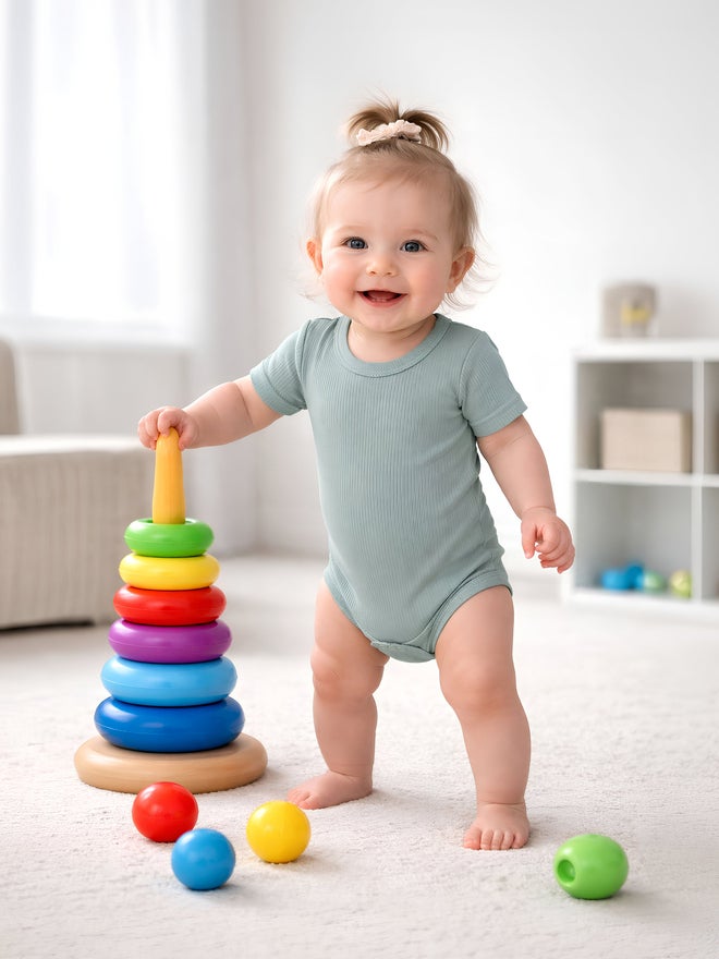 Babies Basic Pack Of 3 - Premium Ribbed Cotton Short Sleeves Romper - Image 3