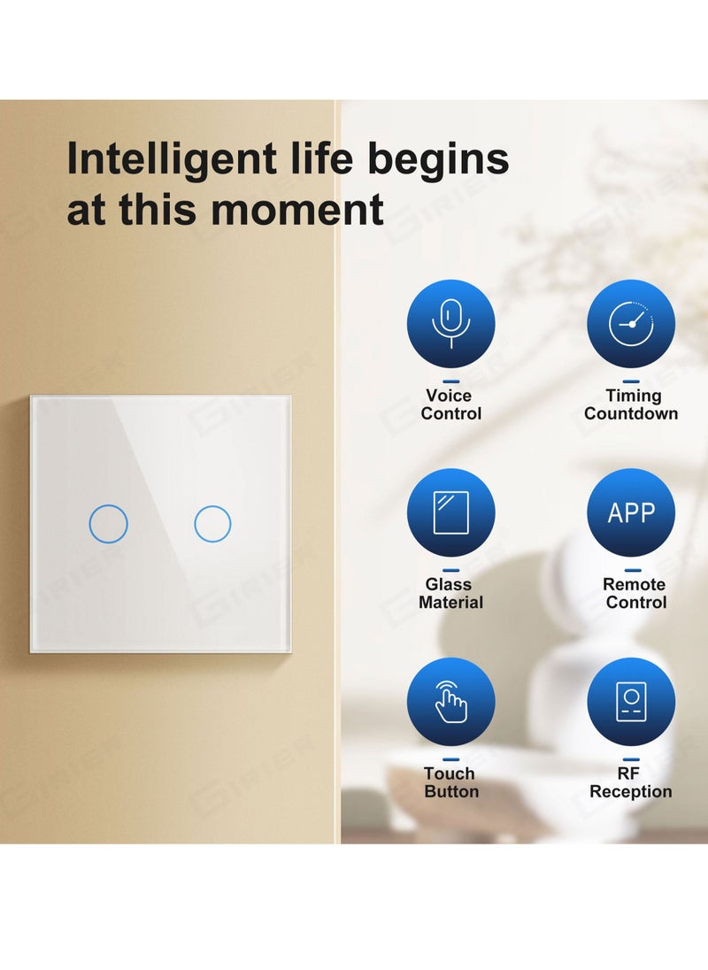 Generic - Smart Touch Wall Switch with WiFi, EU, No Neutral Wire Required, 3 Gang, 220V, Tuya Smart Home, Support Alexa, Google Home - Image 1