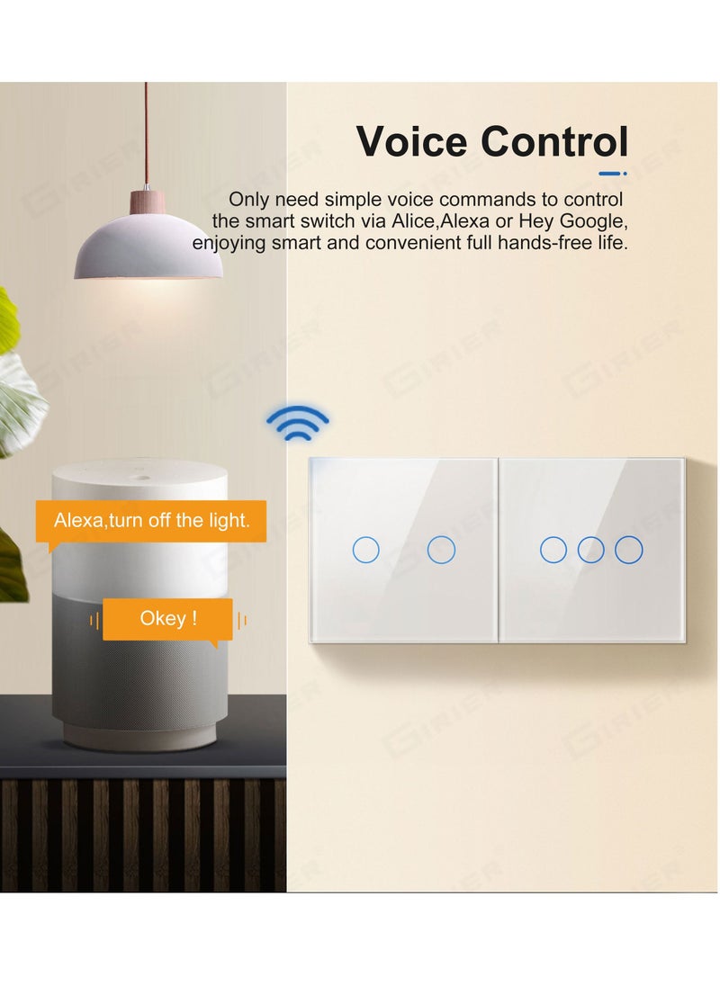 Generic - Smart Touch Wall Switch with WiFi, EU, No Neutral Wire Required, 3 Gang, 220V, Tuya Smart Home, Support Alexa, Google Home - Image 1