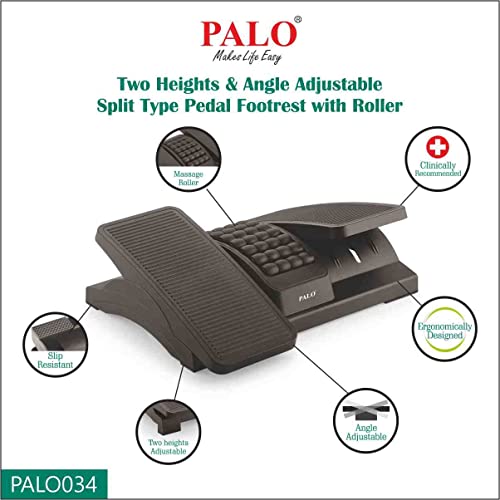 PALO034 PALO Ergonomic Two Heights & Angle Adjustable Split Type Pedal Footrest with Roller - Image 2