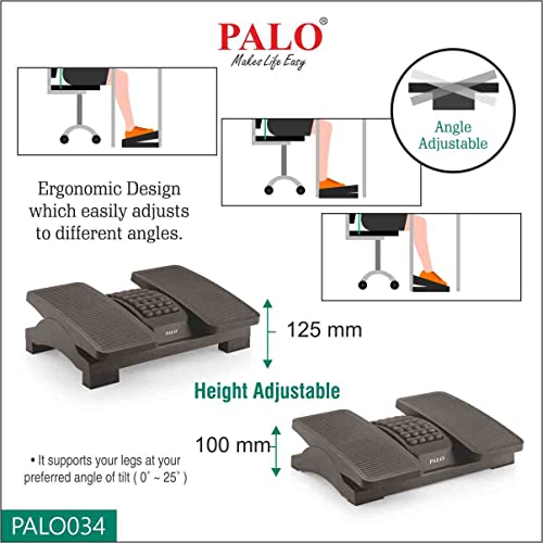 PALO034 PALO Ergonomic Two Heights & Angle Adjustable Split Type Pedal Footrest with Roller - Image 3