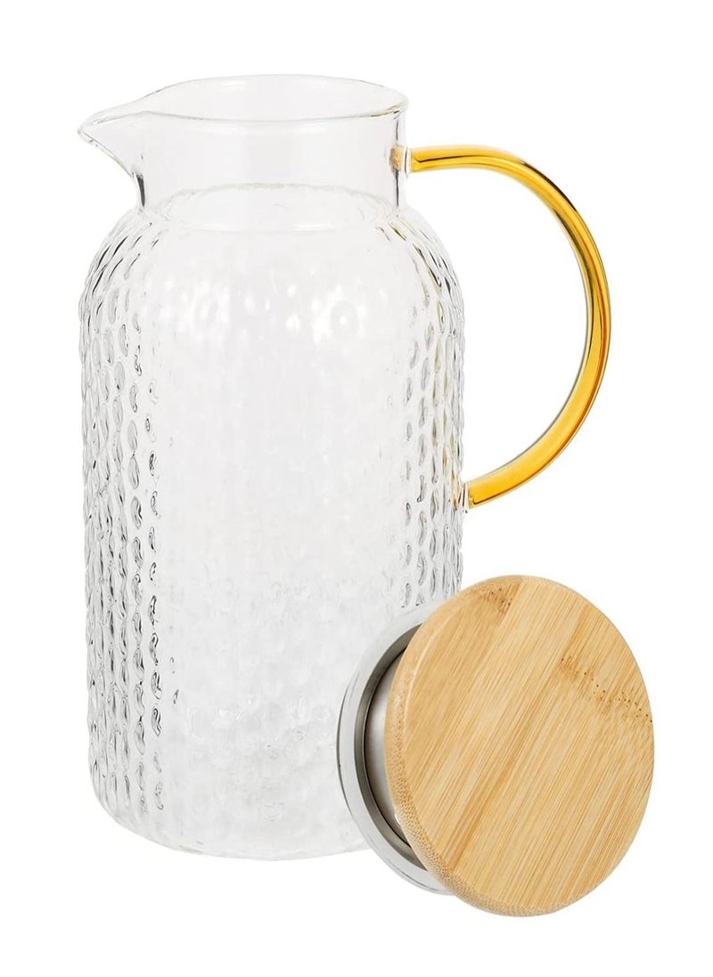 1Chase Heat Resistant Borosilicate Glass Water Pitcher With Bamboo Lid And Stainless Steel Strainer, 1800 ML  - Image 2