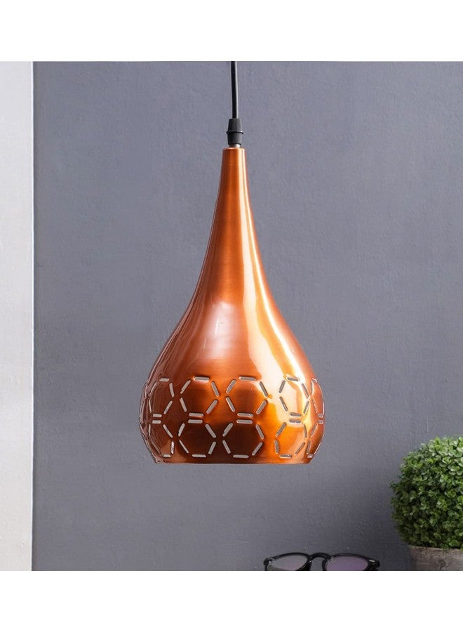 DarkVision Industrial Copper Hanging Ceiling Lamp Elegant Metal Pendant Light with Artistic Cut Patterns Perfect for Modern Homes, Restaurants, Cafes, Galleries, and Indoor Spaces (Without Bulb) - Image 2