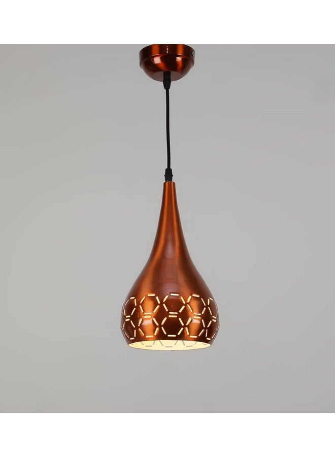 DarkVision Industrial Copper Hanging Ceiling Lamp Elegant Metal Pendant Light with Artistic Cut Patterns Perfect for Modern Homes, Restaurants, Cafes, Galleries, and Indoor Spaces (Without Bulb) - Image 3