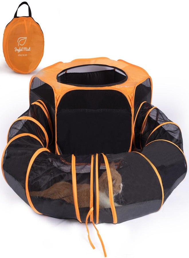 Joyful Mist Cat Tent & Tunnel Enclosure – 47" Outdoor Playpen with 106" Tunnel, Water-Resistant Mesh, Zipper Door & Carry Bag – Portable Catio for Cats, Rabbits & Small Pets - Image 2