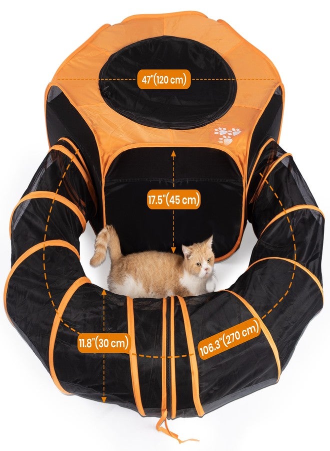 Joyful Mist Cat Tent & Tunnel Enclosure – 47" Outdoor Playpen with 106" Tunnel, Water-Resistant Mesh, Zipper Door & Carry Bag – Portable Catio for Cats, Rabbits & Small Pets - Image 5