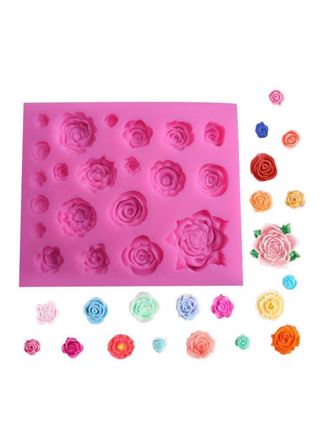 OBTANIM Silicone Rose Flower Fondant Mold 21 Cavity Roses Shape Cake Cupcake Top Decoration Mould For Chocolate Handmade Candy Making Pastry Candle Diy Dessert Tool - Image 2
